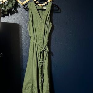 Free assembly 100% cotton fit and flare olive dress large